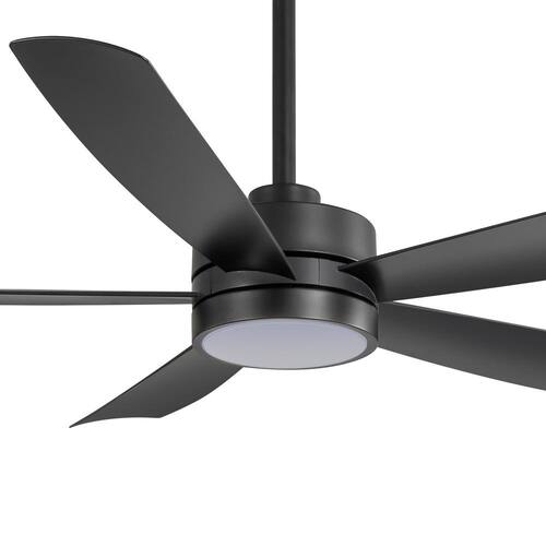 Ezekiel 52 in. Indoor Black Modern Ceiling Fan with Color-Changing LED with Remote and Propeller Blades Included Ceiling Fans With Lights