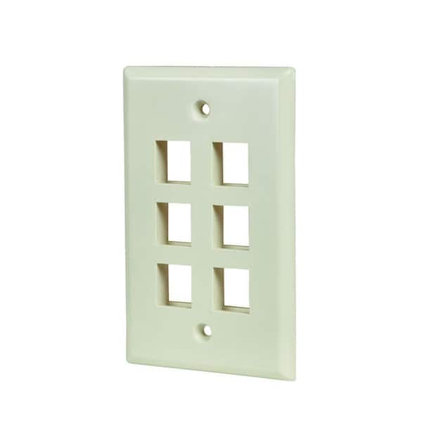Commercial Electric Almond 6-Gang 1-Decorator/Rocker/1-Duplex Wall Plate (1-Pack)