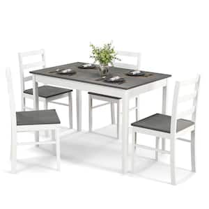 5-Piece Rectangle Natural and Gray Wood Top Dining Room Set Set Seats 4