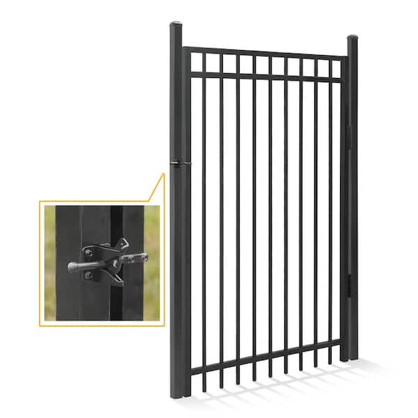4 ft. x 6 ft. Flat Top Anti-Rust Metal Fence Gate, Decorative Garden Gate (Single set)