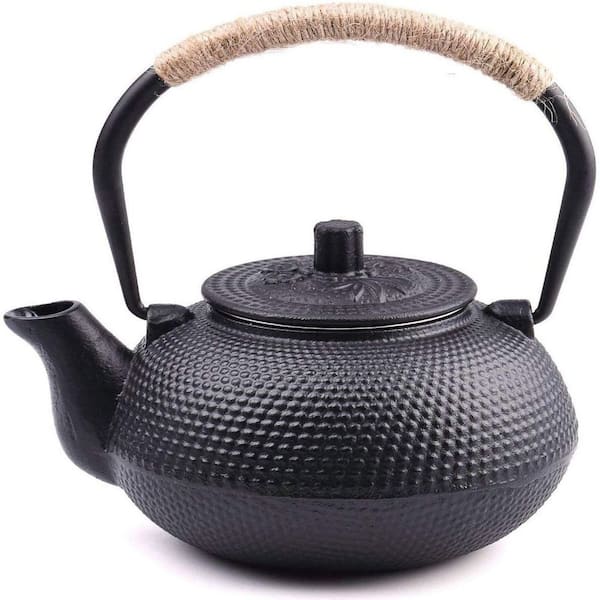 Japanese Tetsubin Cast Iron 22 oz. 4-Cup Tea Pot with Stainless Steel Infuser for Stovetop, Enameled Interior