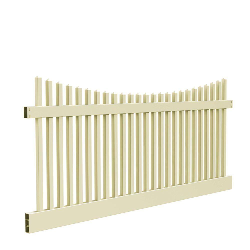 Veranda Yukon Scallop 4 Ft H X 8 Ft W Sand Vinyl Un Assembled Fence Panel 73011759 The Home Depot Veranda Yukon Scallop 4 Ft H X 8 Ft W Sand Vinyl Un Assembled Fence Panel 73011759 The Home Depot