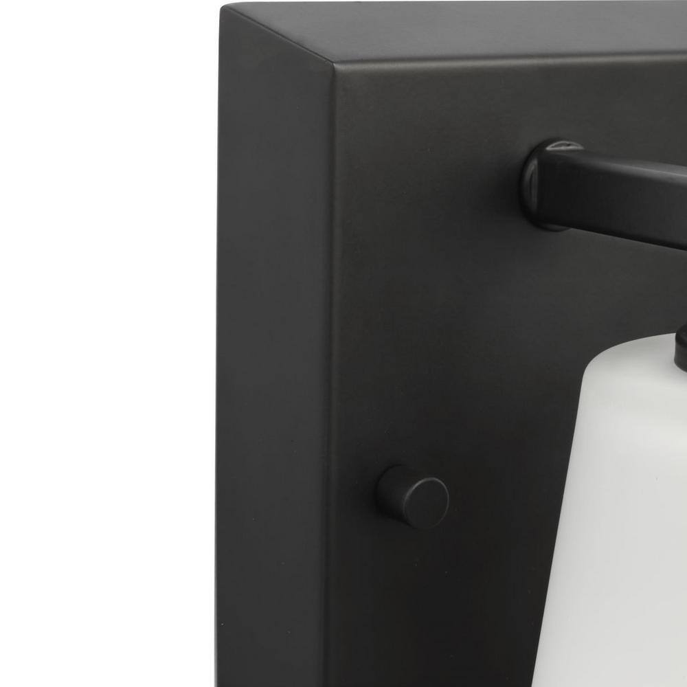 Vertex Matte Black and Etched White Glass Bath Light