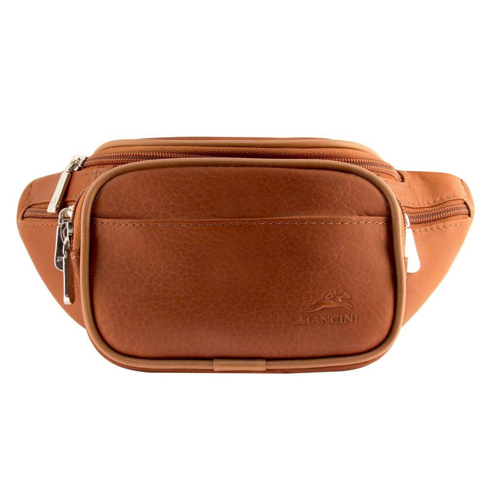 MANCINI Colombian Cognac Classic Waist Bag 12 in. x 4 in. x 5.5 in. W x D x H 98210 CG The Home Depot