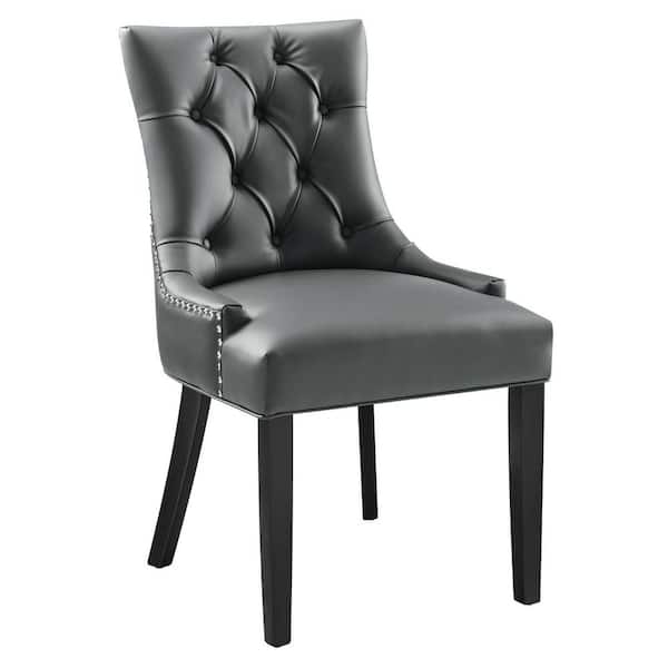 MODWAY Regent Tufted Faux Leather Dining Chair in Gray