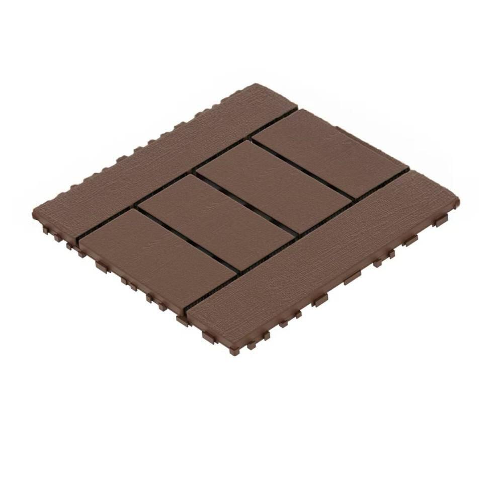 Plastic Outdoor Paver 12 in. x 12 in. Square Interlocking Flooring Deck Til