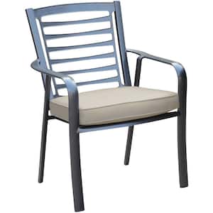 Pemberton Commercial-Grade Aluminum Outdoor Dining Chair with Tan Sunbrella Seat Cushion