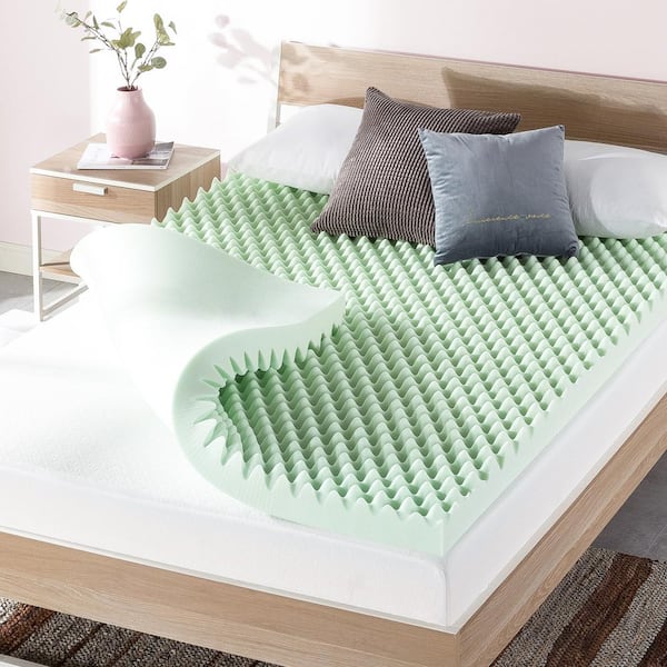 best price mattress 4 in. Short Queen Egg Crate Memory Foam Mattress Topper with Green Tea Infusion