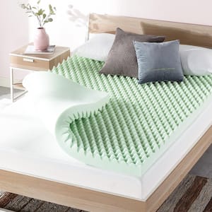 4 in. King Egg Crate Memory Foam Mattress Topper with Green Tea Infusion