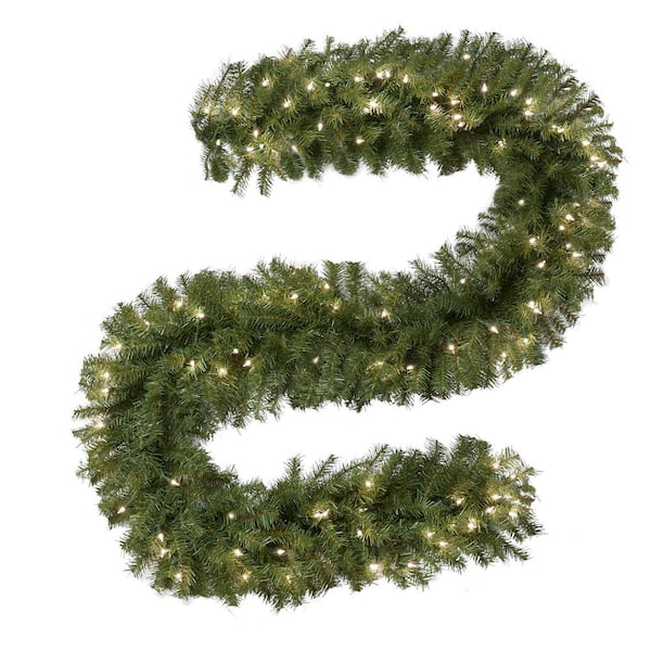 Home Accents Holiday 9 ft. Norwood Fir Artificial Garland with 100 Clear Lights