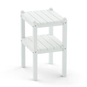 White Plastic Outdoor Double Side Table with Weather Resistant and Waterproof