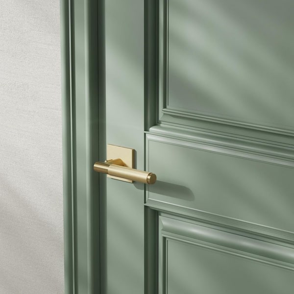 Taylor Champagne Gold Modern Heavy Duty Knurled Interior Door Handle, Square Rose and Concealed Screws (Privacy/Passage)