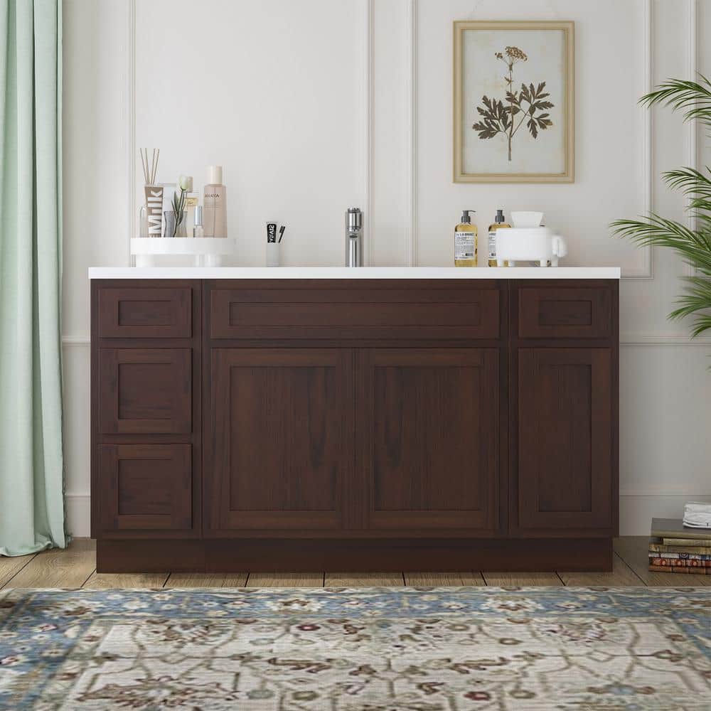 Vanity Art 57 in. W x 21 in. D x 32.5 in. H Bath Vanity