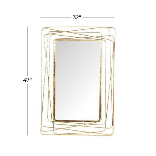 47 in. x 31 in. Rectangle Framed Gold Wall Mirror with Thin Metal Rectangle Frame