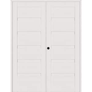 Louver 56 in. x 83.25 in. Right Active Snow White Wood Composite Double Prehung Interior Door