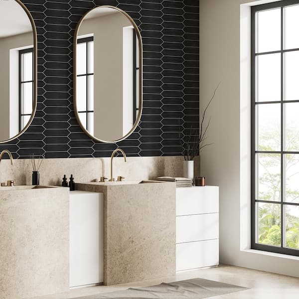 Matte Black 3 in. x 12 in. Ceramic Picket Wall Tile (9.33 sq. ft./Case)
