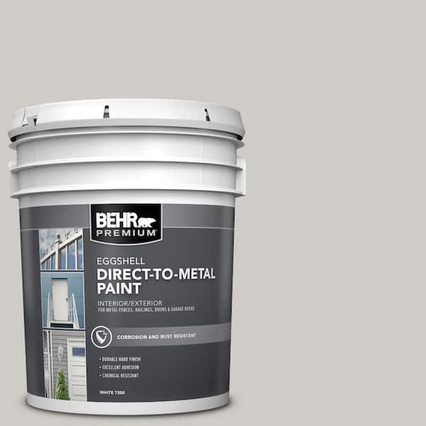 BEHR PREMIUM 5 gal. #AE-49 Polished Silver Eggshell Direct to Metal Interior/Exterior Paint