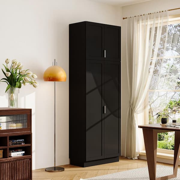 FUFU&GAGA Black 90.6 in. H Accent Cabinet, Bookcase, Wardrobe with