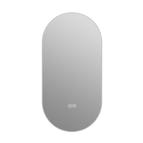 48 in. W x 24 in. H Oval Frameless Wall Bathroom Vanity Mirror in Silver with LED Touch Screen and 3 Colors Dimmable