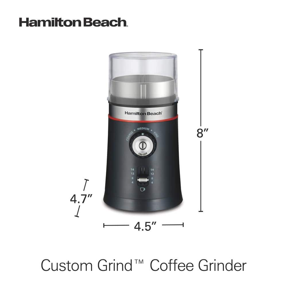 Hamilton Beach Gray Electric Coffee Grinder with Adjustable Grind