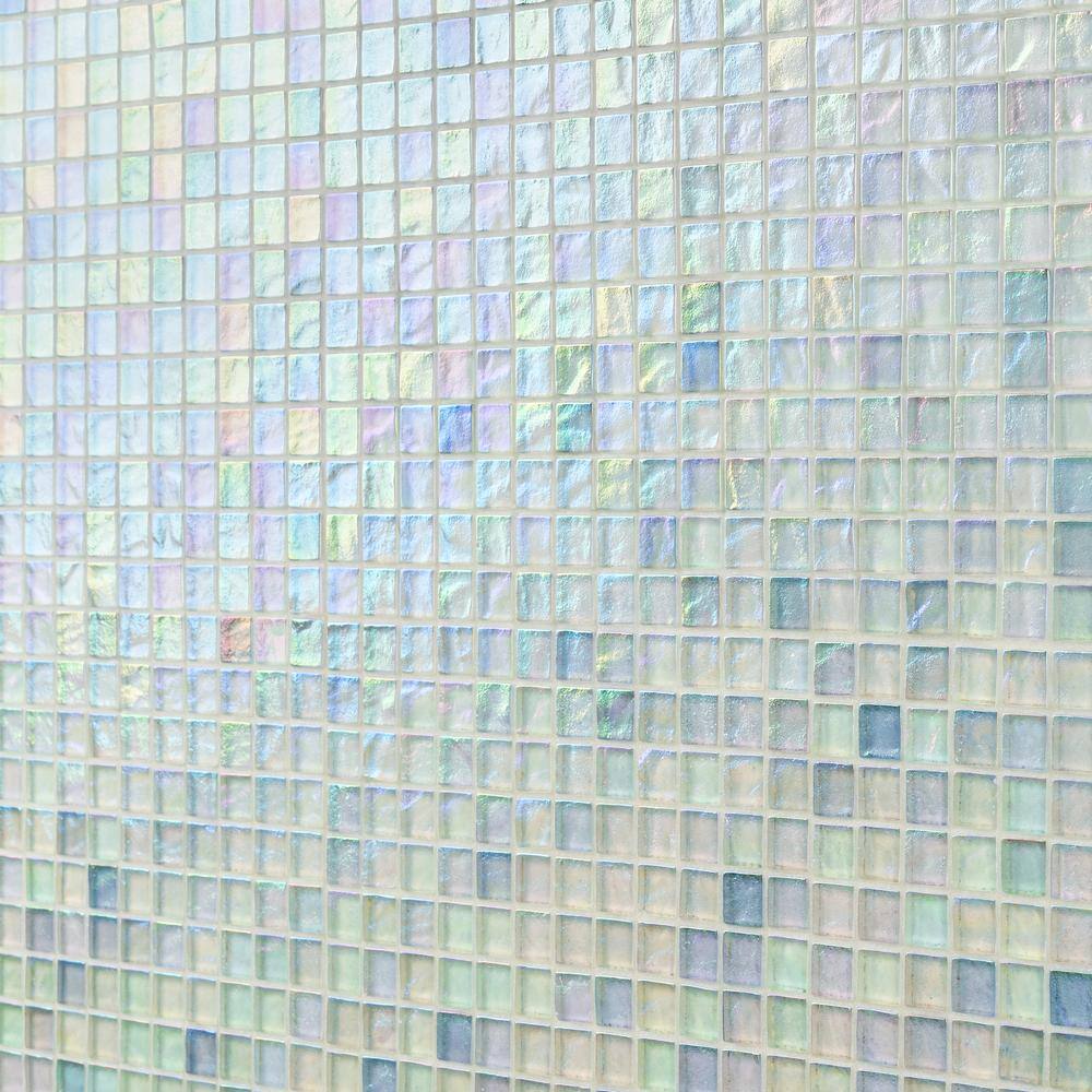Shallows White Iridescent Glass Mosaic Wall Tile