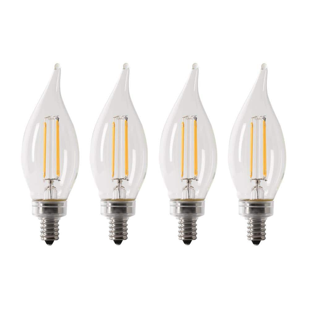 Feit Electric Clear Dimmable LED Candelabra Bulbs, 4 Pack
