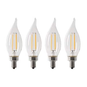 40-Watt Equivalent BA10 E12 Candelabra Dimmable Filament CEC Clear Chandelier LED Light Bulb Soft White 2700K (4-Pack)