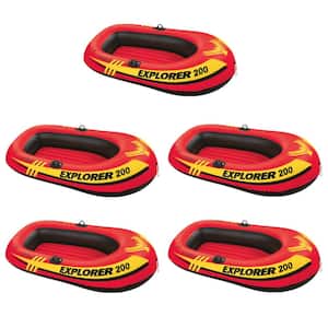 Red and Yellow Explorer 200 Inflatable 2-Person River Raft Set with 2 Oars and Pump (5-Pack)