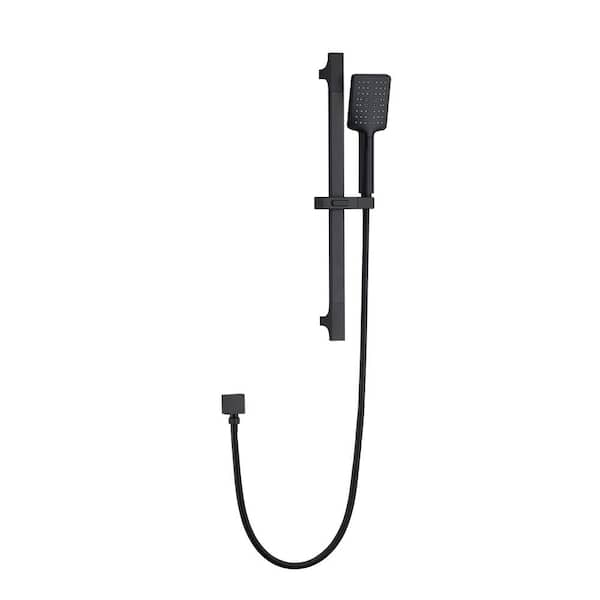 Mondawe 2-Spray Patterns with 2.5 GPM 7.87 in. Wall Mounted Square Handheld Shower Head with Sliding Bar in Matte Black