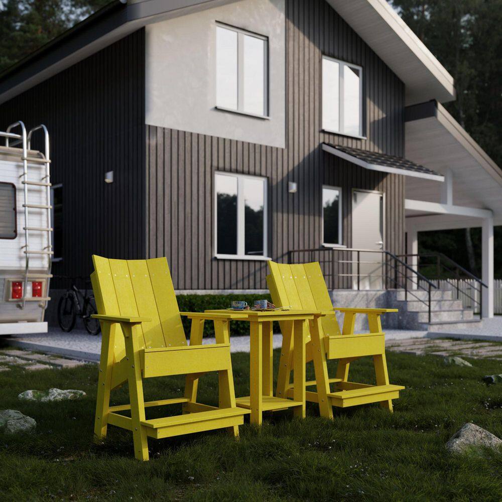 Yellow Polywood Outdoor Adirondack Chair with Arms