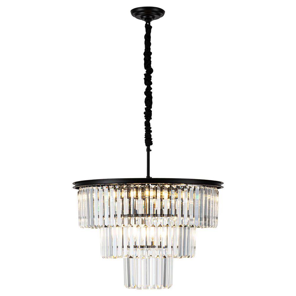 Modern 12-Light Black Clear Unique Tiered Chandelier with Crystal Accents, Bulbs Not Included price history on PriceWatchPro