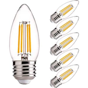 60-Watt Equivalent Dimmable E26 LED Candelabra Bulbs, B11 LED Candle Bulbs, 2700K Soft White (6-Pack)