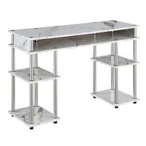 Designs2Go 47.25 in. W Faux White Marble No Tools Student Desk