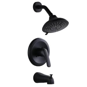 Single Handle 5-Spray Patterns Round Shower Faucet 1.8 GPM with Corrosion Resistant and Tub Spout in. Black