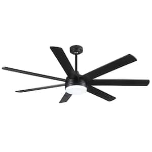 72 in. Integrated LED Indoor Black Ceiling Fan Lighting with Wood Grain Blades