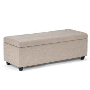 Castleford 48 in. Contemporary Storage Ottoman in Natural Linen Look Fabric