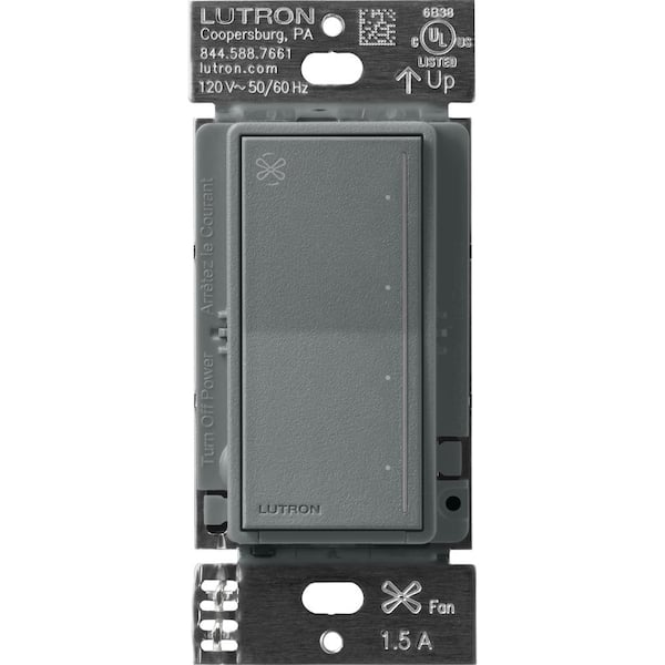 Lutron Sunnata Touch Fan Control, 4-Speed, 1.5 Amp/Single-Pole, Slate (ST-FSQ-N-SL)