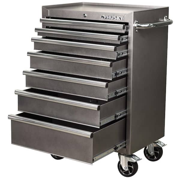 Husky 27 in. 7-Drawer Metallic Silver Rolling Tool Chest H27TR7MS - The  Home Depot