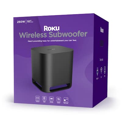 Wireless Subwoofer for Roku TV Surround Sound System in Black