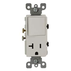 15 Amp Decora Commercial Grade Combination Single Pole Rocker Switch/20 Amp Outlet, White