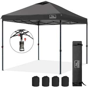 10 ft. x 10 ft. Black Pop up Canopy Tent with 3-Adjustable Heights, Wheeled Carry Bag, Bonus 8-Stakes and 4-Ropes