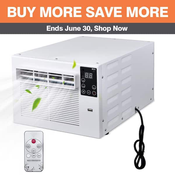 2,500 BTU Portable Air Conditioner Cools 45 Sq. Ft. with Dehumidifier and Remote for Pets, Fishing and Trucks in White