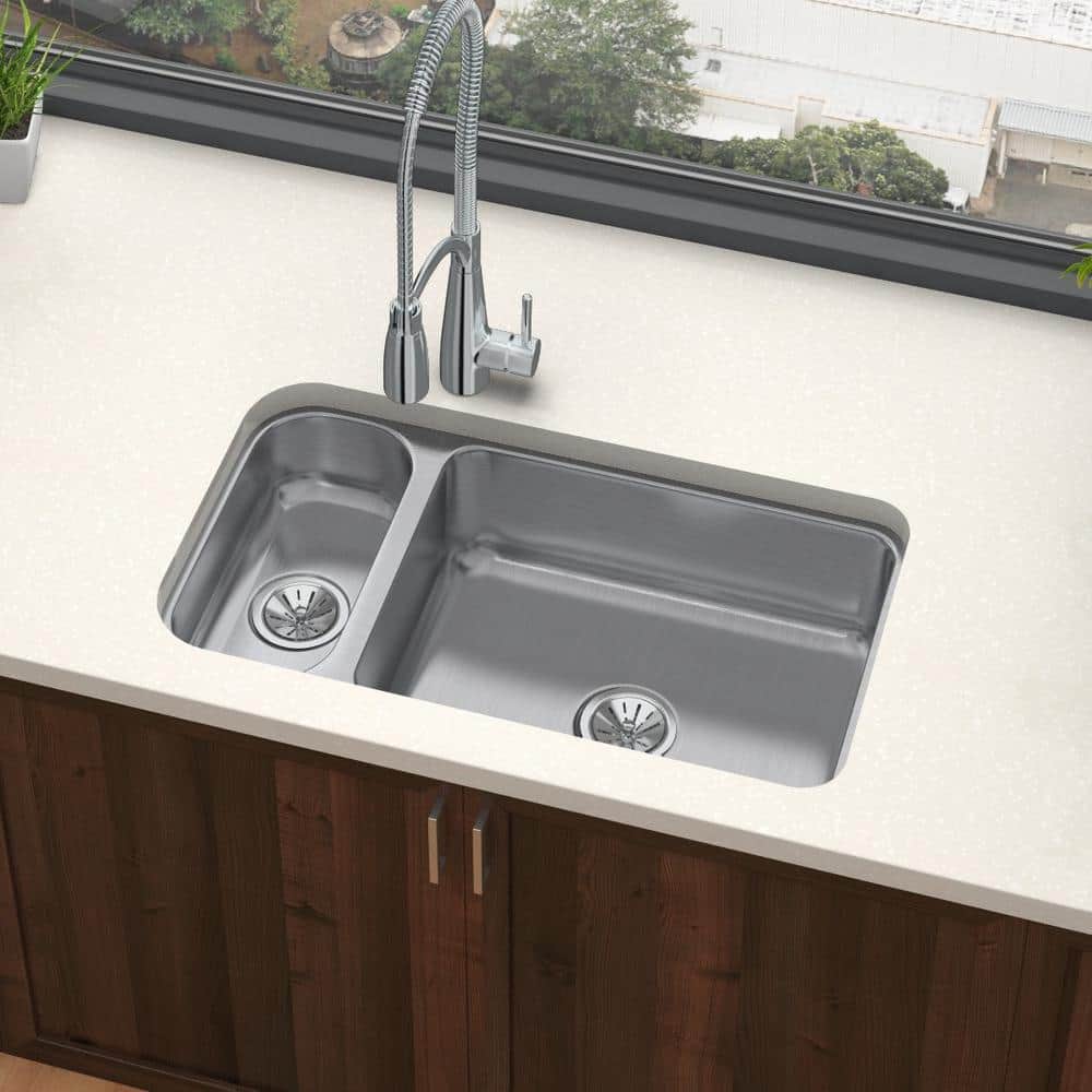 Lustertone 32" Stainless Steel Double Bowl Undermount Kitchen Sink