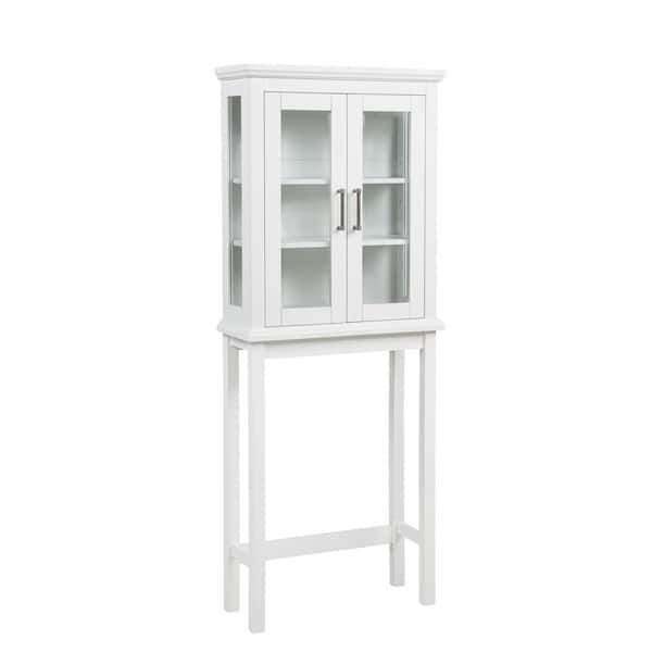 Tempe Space Saver 26 in. W x 67.13 in. H x 10.25 in. D White Over The Toilet Storage with Shelves