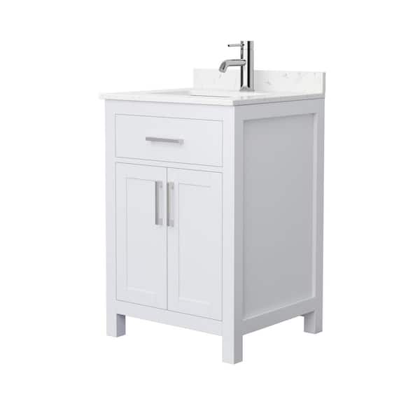 Wyndham Collection Beckett 24 in. W x 22 in. D x 35 in . H Single Bath Vanity in White with Carrara Cultured Marble Top