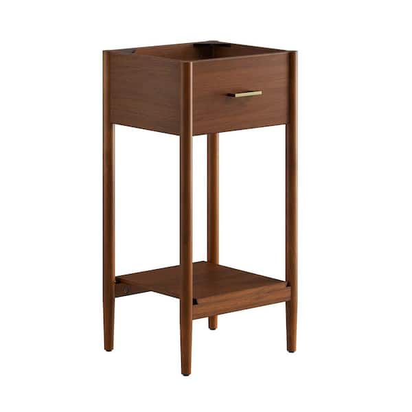 Zaire 16.5” Mid-Century Bathroom Vanity Cabinet Washstand in Walnut - Sink Basin Not Included