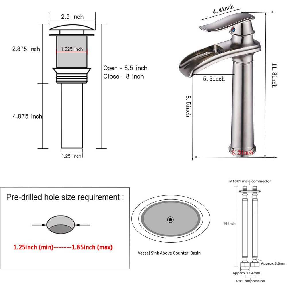 Brushed Nickel Tall Single Handle Vessel Sink Faucet