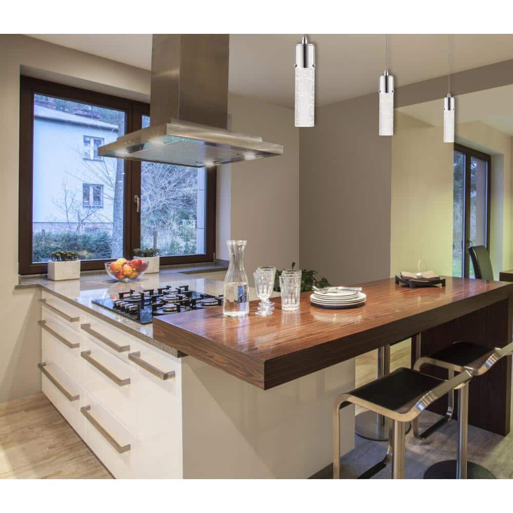 Elysian Chrome Mini Pendant Light with Bubble Glass LED