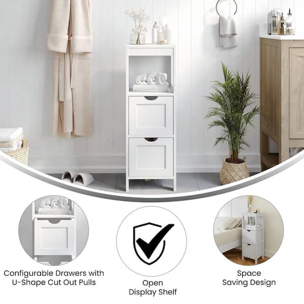 Dune 12 in. W x 12 in. D x 34 in. H Engineered Wood Linen Freestanding Linen Cabinet in White