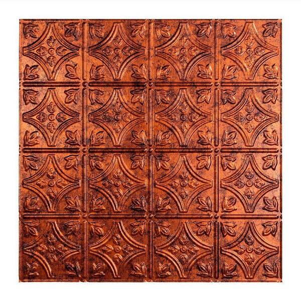 Fasade Traditional Style #1 2 ft. x 2 ft. Vinyl Lay-In Ceiling Tile in Moonstone Copper